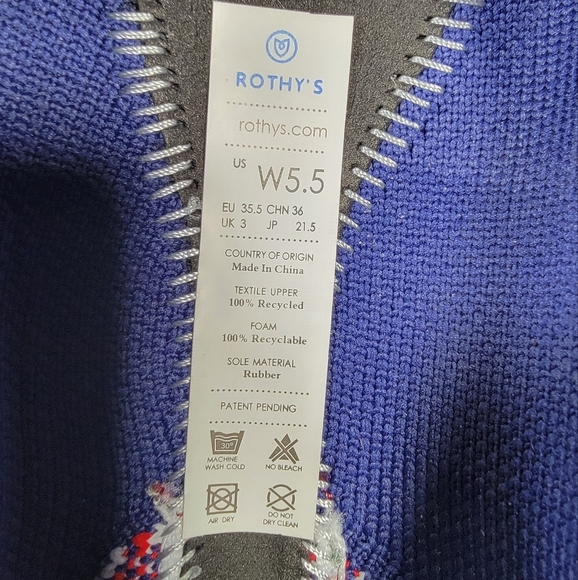 Rothys The Point Ballet Flats Blue Red & White Stripe Accent Women's Size 5.5 - Picture 14 of 16